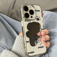 Cute Puppy Mirror Phone Case For Samsung Galaxy S25 S24 S23 S22 S21 Plus S20 FE Note 20 Ultra F55 F1