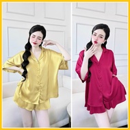 Batwing thigh pajamas made of soft, smooth latin silk, loose batwing style - linhnguyenshop