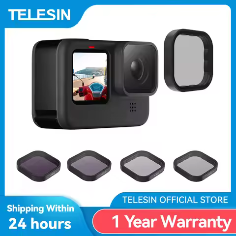 TELESIN ND8 ND16 ND32 CPL Lens Filter Set Aluminium Alloy Frame for GoPro Hero 9 10 11 12 Black Acti