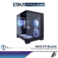 1st Player MV5-TP Black | Micro ATX Double Sided Tempered Glass Gaming Casing | Transparent Design |