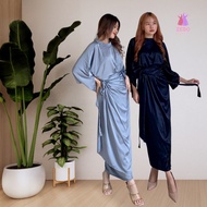 Zebo Outfit Muslim Adult Women Gamis Ayu Batwing Kaftan Luxury Shimmer Silk Glossy Luxury Cool Jumbo