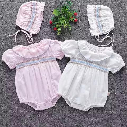 Korean Style Newborn Baby Girls Jumpsuit Infant Baby Girls Bodysuits Summer Baby Girls Cotton Clothe