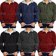 HITAM Product B93 Reversible Jacket 2in1 Bomber Parachute Fleece Hoodie Men - Black/Navy Blue/Maroon