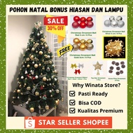 [BONUS LIGHTS & DECORATIONS] PINE NEEDLE CHRISTMAS TREE 2.1 METERS HEIGHT 200 CM 7 Feet CHRISTMAS TR