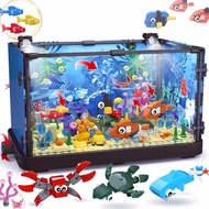 Jellyfish Fish Tank Building Blocks 725pcs Ocean World Building Block Set Aquarium Assembly Set