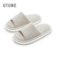UTUNE รองเท้าแตะผ้าลินินผู้หญิงรองเท้าบ้านในร่มผ้าฝ้ายระบายอากาศด้านบนนุ่มและลื่น