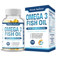 Premium Omega 3 Fish Oil Supplement 2400mg - Burpless Fish Oil Omega3 Softgels w/ 1440mg EPA & DHA, 