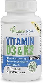 Best Vitamin D3 2000 IU + K2 - Optimized Absorption in Best Form MK7 for Lung Health, Strong Bones &