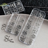 [DelicationS] 30/60PCS/Box Metal Retro Circle Nails Art Charms 3D Punk Style Black White Nail Parts 