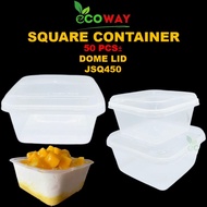 [50 SET±] SQ450 Square Disposable Plastic Food Container Bekas Makanan Petak With Dome Lid