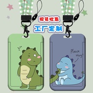 Green Little Dinosaur Cartoon Anime Card Holder Premium Ink Environmentally Friendly Quality Stationery Card Holder Bus MRT Card Traffic Card Holder ID Card Holder Keychain Hard Shell Plastic Identification Card Holder Student ID Card School Card