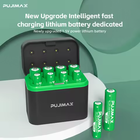 PUJIMAX Smart AA/AAA Lithium Battery Charger Charging 4 AA+4 AAA Rechargeable Li-ion Batteries With 