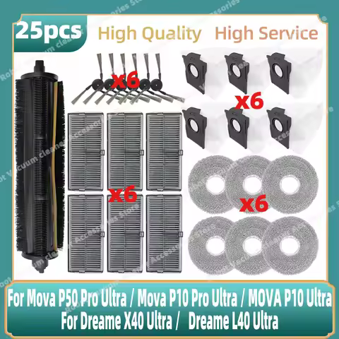Fit For Mova P50 Pro Ultra / Mova P10 Pro Ultra / MOVA P10 Ultra Cutting Roller Side Brush Filter Mo