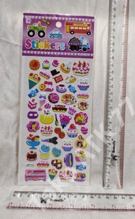 Stiker Sticker Tempelan Soft Fancy Timbul Lucu Cookies Candy Cake Awan Pita Kado Zebra Ikan Payung P