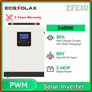 ZFEIO ECGSOLAX 2400W Solar Inverter PWM 24V 80VDC Off Grid Pure Sine Wave Hybrid Inverter Built-in P