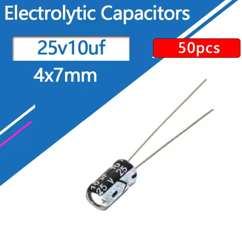 25V10UF 4x7mm Aluminum Electrolytic Capacitors 10uf 25v 10uf25v 25v10mf 10mf25v 25v10MFD 25wv 25vdc 