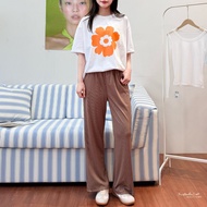 Pit Strip Straight Whole Circle Elastic Waist Pocket Trousers FW Beauty Clothes D5211 W0053