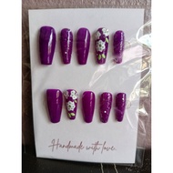 CLEARANCE Purple Floral Nail Set Size XS