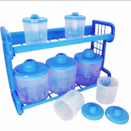 Spice Set + Shelf/Rainbow Kitchen Set/Doremi High Quality/2 Layer Spice Holder/Salt Spice Rack/Kitch