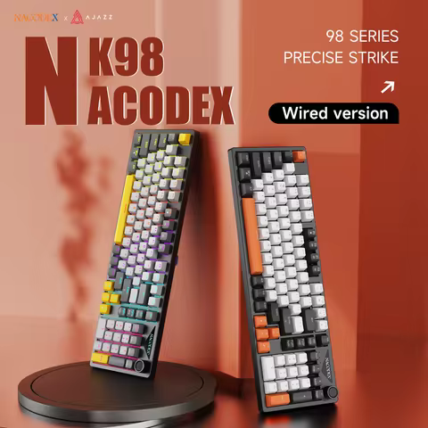 AJAZZ NK98 Wired Gaming and Office Keyboard, 98 Keys, Hot-Swappable, Portable, Red Switch and Blue S