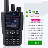 JRBAS Radtel RT-490หกคลื่นความถี่สำหรับมือสมัครเล่น2-Way Radtel 256 CH สายการบินแอพพ์บลูทูธ USB-C AM
