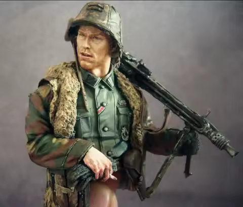 Resin kit MG42 machine gunner Ardennes Unassembled Sculpture for Hobbyists