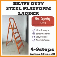 Tangga Lipat Heavy Duty Ladder Steel Platform Foldable Ladder 4 5 6 7 8 9 Step Ladder 楼梯 折疊 Stair St