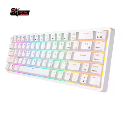 RK Royal Kludge RK837 Tri-mode BT 5.0/2.4G/USB-C Mechanical Keyboard 68 Keys RGB Backlit Hot-swappab