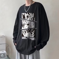 【Plus Size M-8XL】Men Long Sleeve Tshirt Korean Fashion Comic Eyes Print Tshirt Loose Casual Shirt Ov