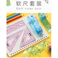 Flexible Ruler Set | 15CM Soft Ruler/180° Protractor/45° Set Square/60° Set Square