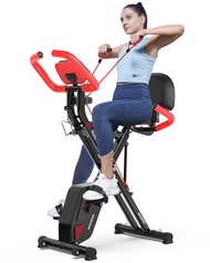 pooboo Folding Exercise Bike, Foldable Fitness Stationary Bike Machine, Upright Indoor Cycling Bike,