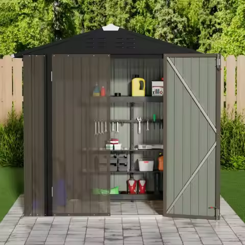 Metal Outdoor Storage Shed 6 x 4 FT Metal Shed with Lockable Door,Waterproof Garden Tool Shed Storag