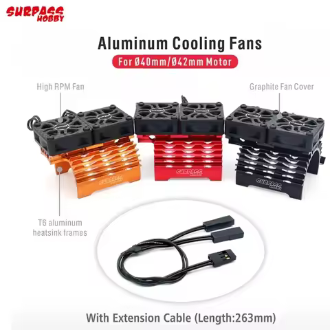 Surpass Hobby Rocket Metal Motor Cooling Fan 40mm Double Cool Fans Heat Sink for 1/5 1/8 1/10 RC Car