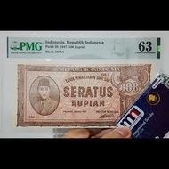 PMG63 ORI Soekarno 100 Rupiah Lidah Naga UKI Uang Kuno Indonesia