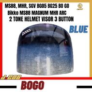 2 TONE BOGO BIKKO HELMET VISOR 3 BUTTON FOR MS88 MHR SGV BG05 BG25 BO GO Bikko MS88 MAGNUM MHR ARC