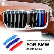 3pcs ABS Car Front Grille Insert Trims Strips Grills Cover For BMW X1 U11 2023 Exterior Motorsport Decorations M-Colored Accessories