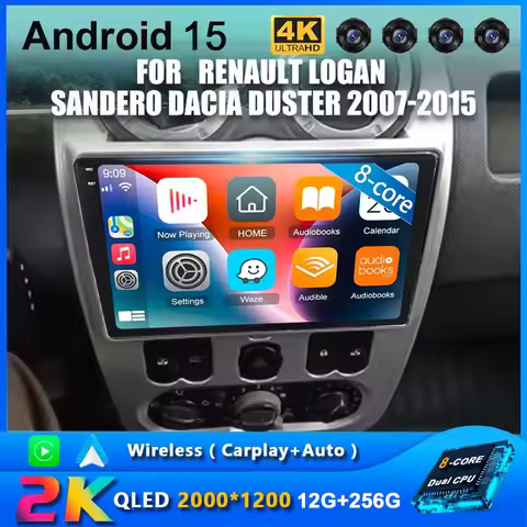 Android 15 Car Radio Multimedia Video Player for Renault Logan Sandero Dacia Duster 2007 - 2015 2 Di