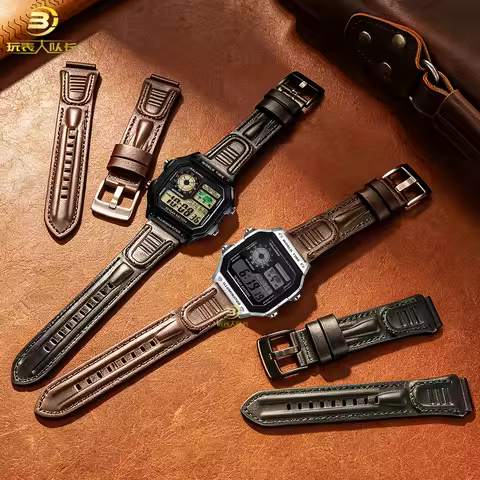 For Casio small square watch AE1200/1300/1600 A168/158/159 modified retro leather watch with W-218H/