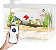 Smart Fish Tank Aquarium Kit with APP Control and Auto Feeder - 1.5 Gal Fish Tank Multi-Layer Filtra