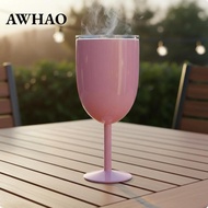 AWHAO Stemmed Vino Cup Stainless Steel Vacuum Insulated Vino Cup Clear Lid White