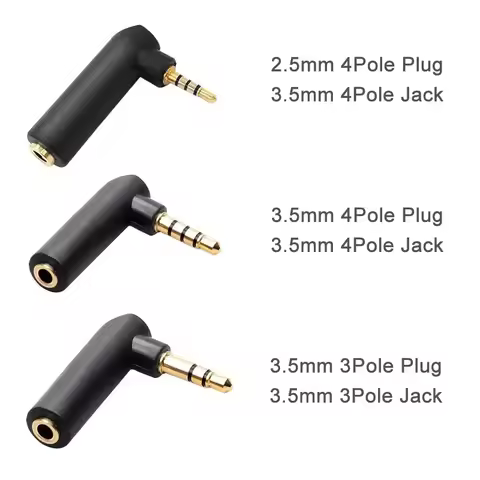 5Pcs Gold-plated Connector L Shape Audio Stereo Plug 3.5mm Jack Female To 2.5mm 4Pole 3.5mm 3Pole Ma