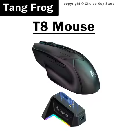 TangFrog T8 Wireless Gaming Mouse PAW3311 24000 DPI Tri-Mode Bluetooth 2.4G Wired RGB Charging Dock 