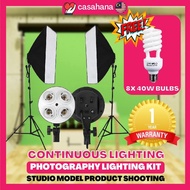 🎀READY STOCK🎀 Studio Lighting Photography Light Stand Kit  50x70cm 1 Pair Softbox Package Bulbs 1 Ye