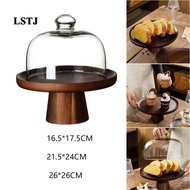 [Lstjj] Wooden Cake Stand with Dome Fruit Tray Dessert Stand Cake Plate for Parties