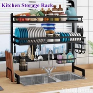 Kitchen Storage Rack Stainless Steel Drain Dish Sink Rack Double Layer Kitchen Shelves Organizer Drainer
