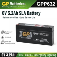 ORIGINAL GP 6V 3.2Ah Rechargeable Sealed Lead Acid Battery - GPP612 GP Back Up Battery 6V1.2AH Recha