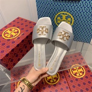 《323》【พร้อมกล่อง】ใหม่ต้นฉบับ Tory Burch TBˉ รองเท้าแตะแบนรองเท้าแตะสําหรับผู้หญิงคุณภาพสูงรองเท้าผู้