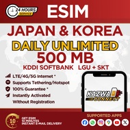 eSIM Japan & Korea Daily Unlimited 500 MB Data | eSIM Activated Instantly