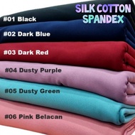 903333 Fabric SILK COTTON Spandex Poly+Cotton. Half (Setengah) meter - Plain Colours (kain baju) 170