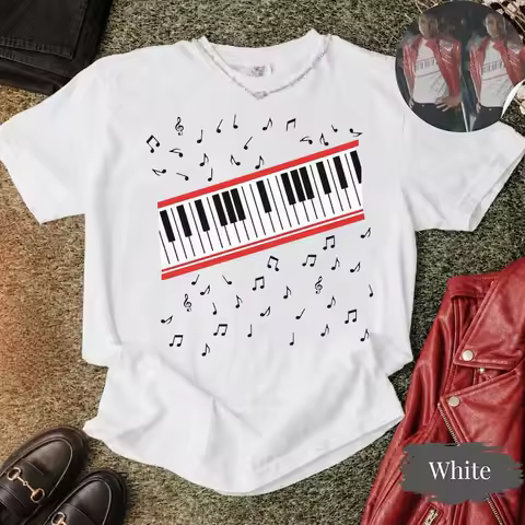 Michael-J Beat It Piano Keys T Shirt King of Pop Music Tee 2026 Fashion MJ Fan Clothes Summer Short 